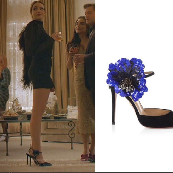 ‼️Price Firm‼️ AQUAZZURA DISCO FLOWER 105 SUEDE PUMPS IN BLACK BLUE SIZE 41 - Picture 13 of 13